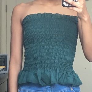 Scrunchy Smocked Turquoise Tube Top